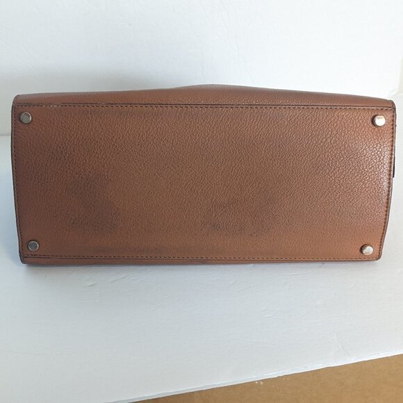 Kate Spade Flynn Street Meriweather Satchel Bag Warm Cognac Tan Braid Weave - Picture 4 of 15